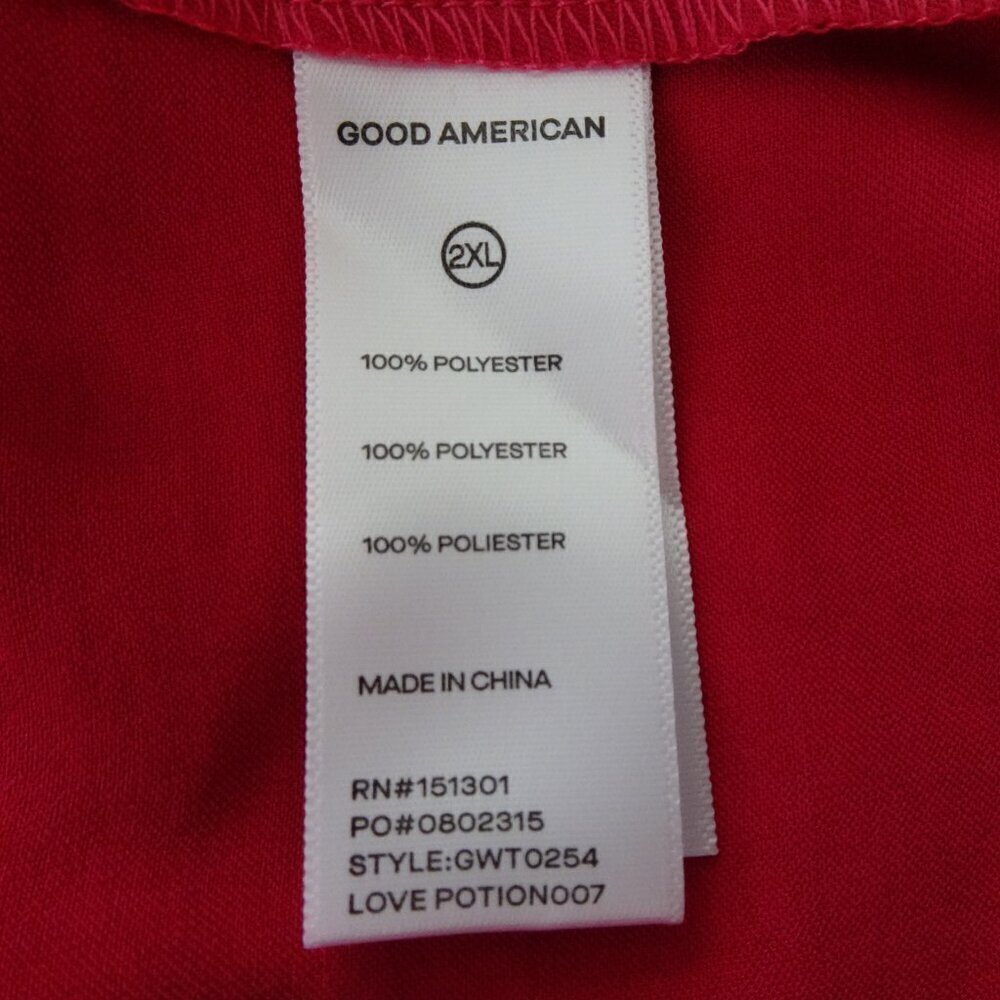 Good American V-Neck Top Women's Size 2XL Pink Satin Wrap Long Sleeve - Picture 10 of 11